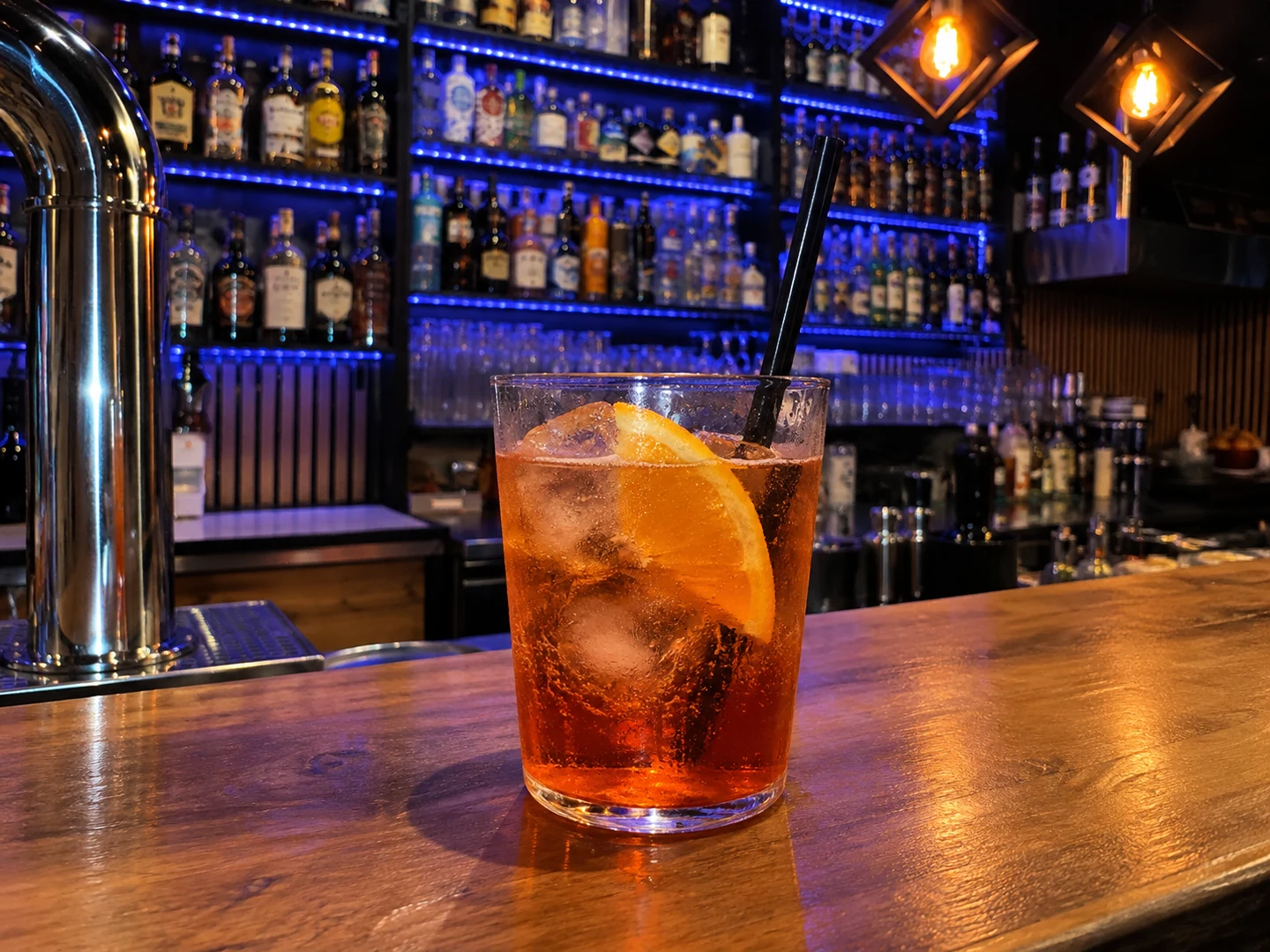 Cynar Spritz, served at Jimmy Cocktail Lab on Via Petroni, Bologna