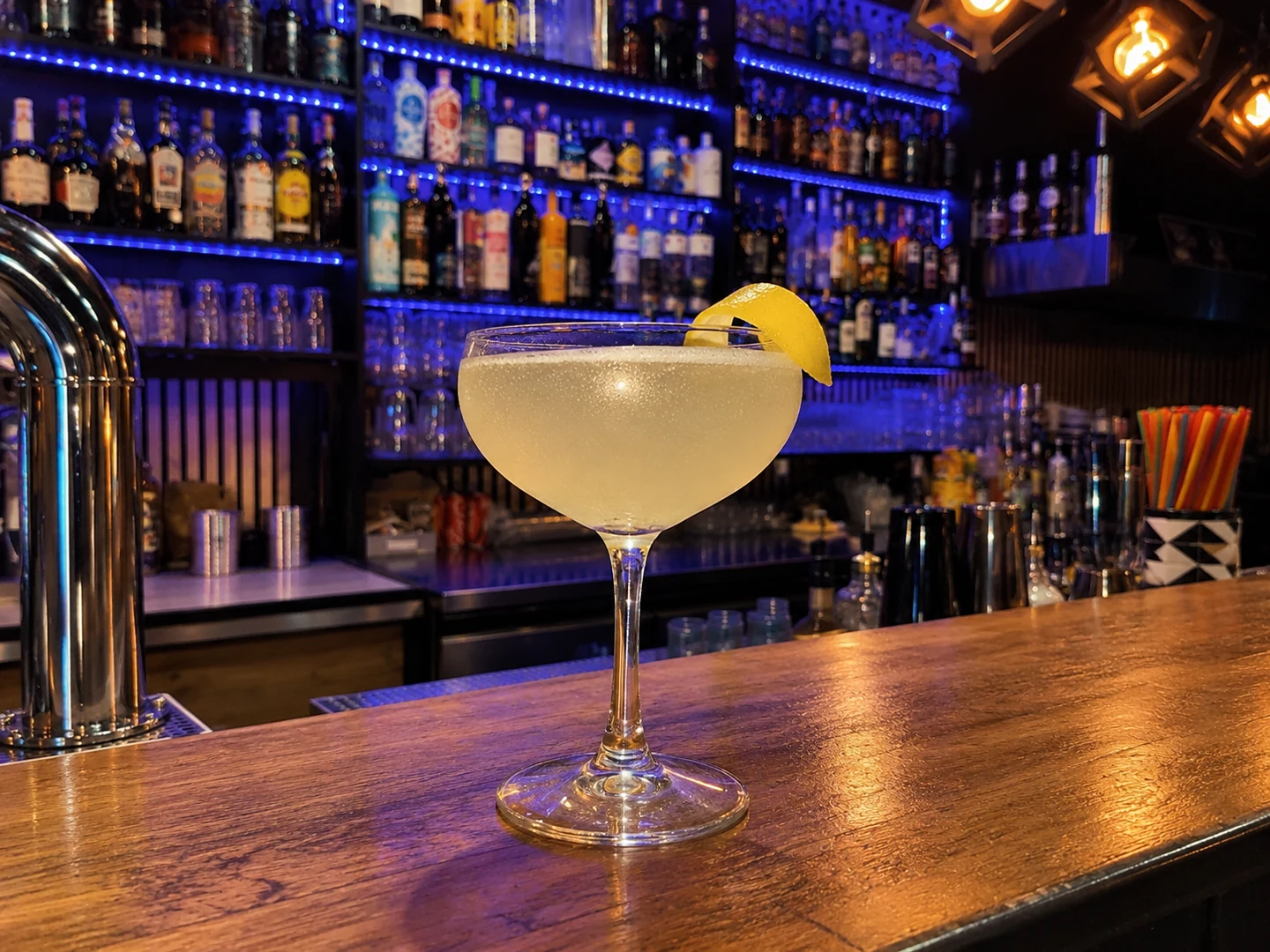 French 75, served at Jimmy Cocktail Lab on Via Petroni, Bologna