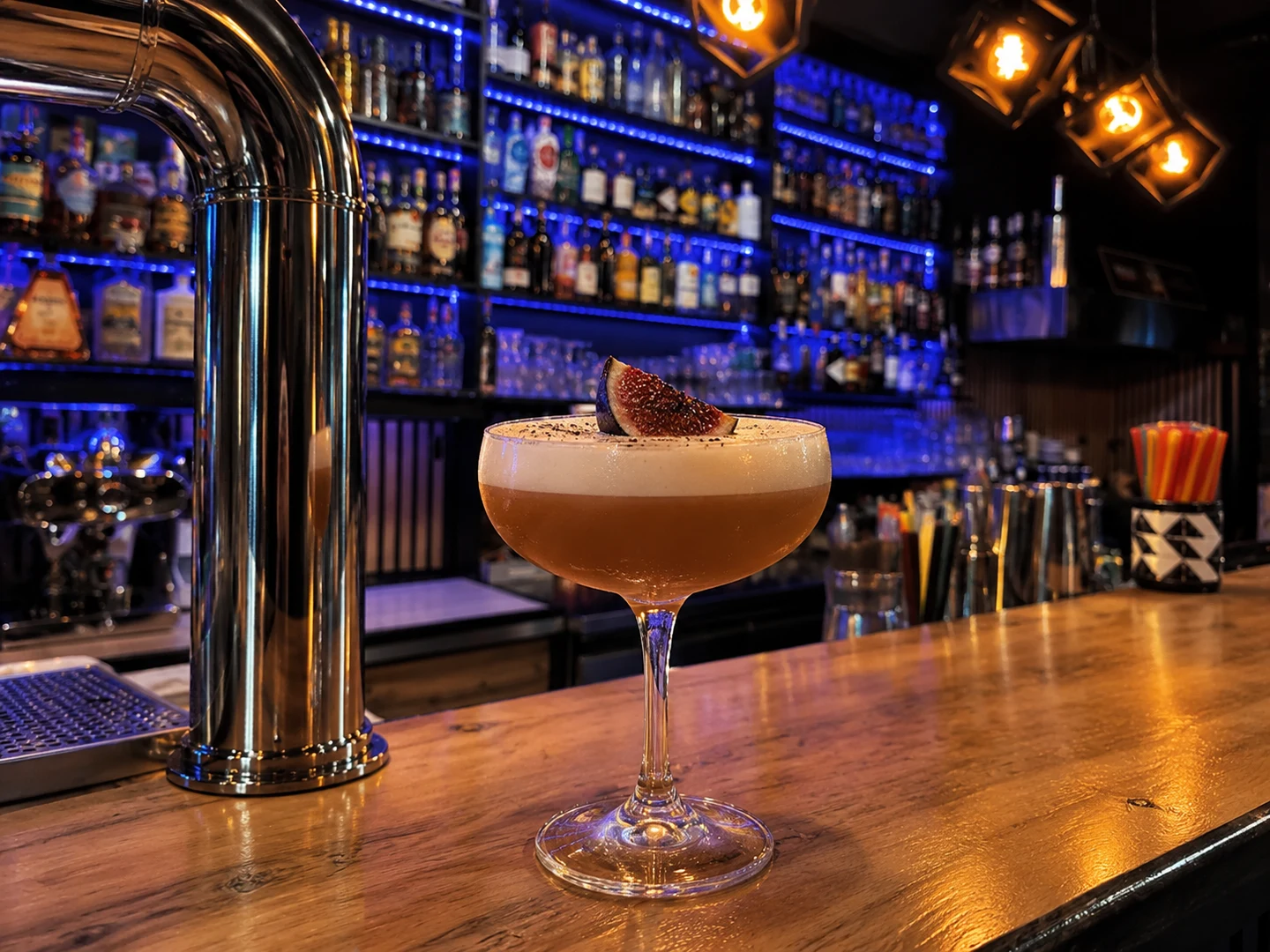 Smoked Fig Sour, served at Jimmy Cocktail Lab on Via Petroni, Bologna