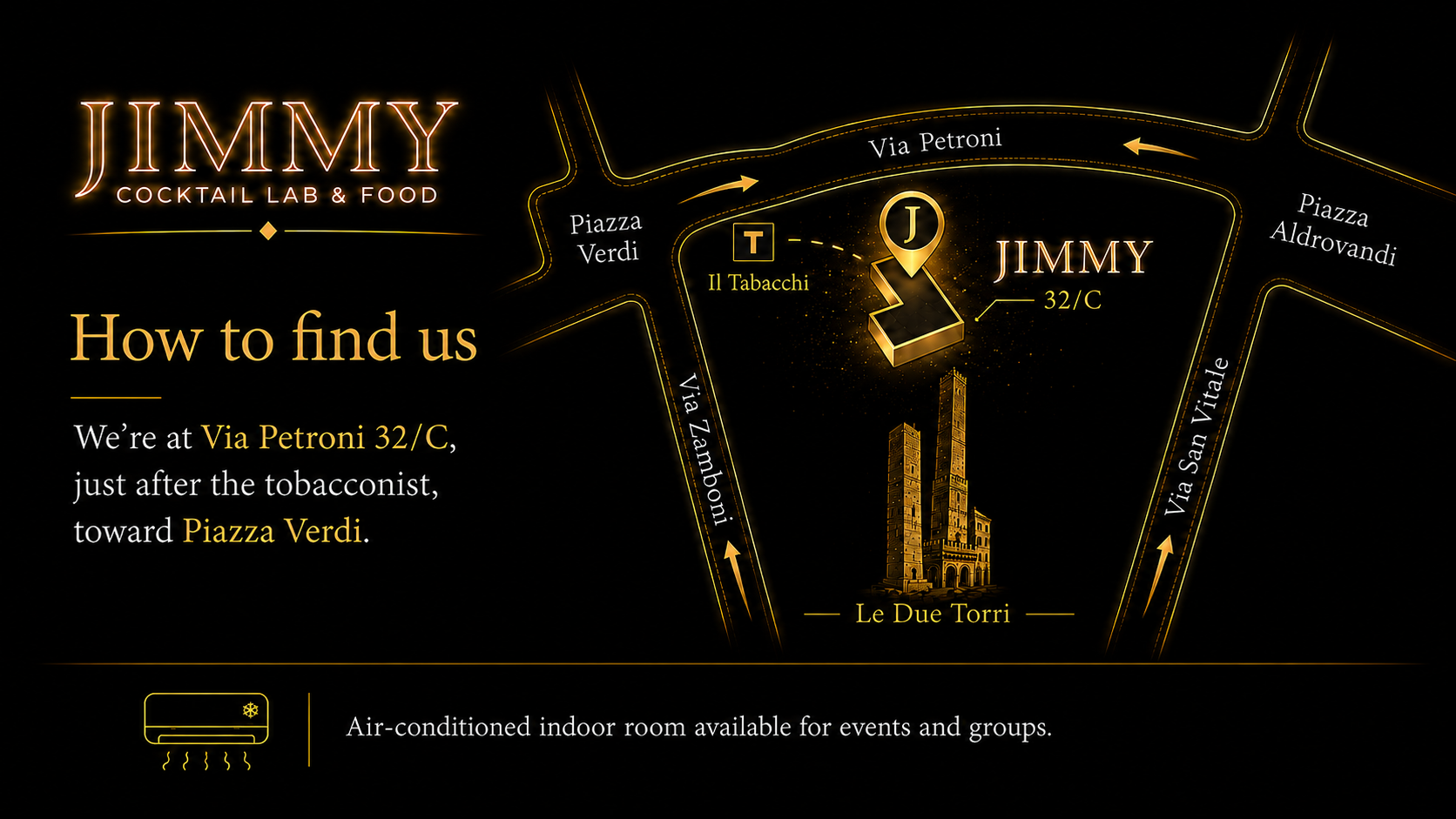 Map to find Jimmy at Via Petroni 32/c Bologna