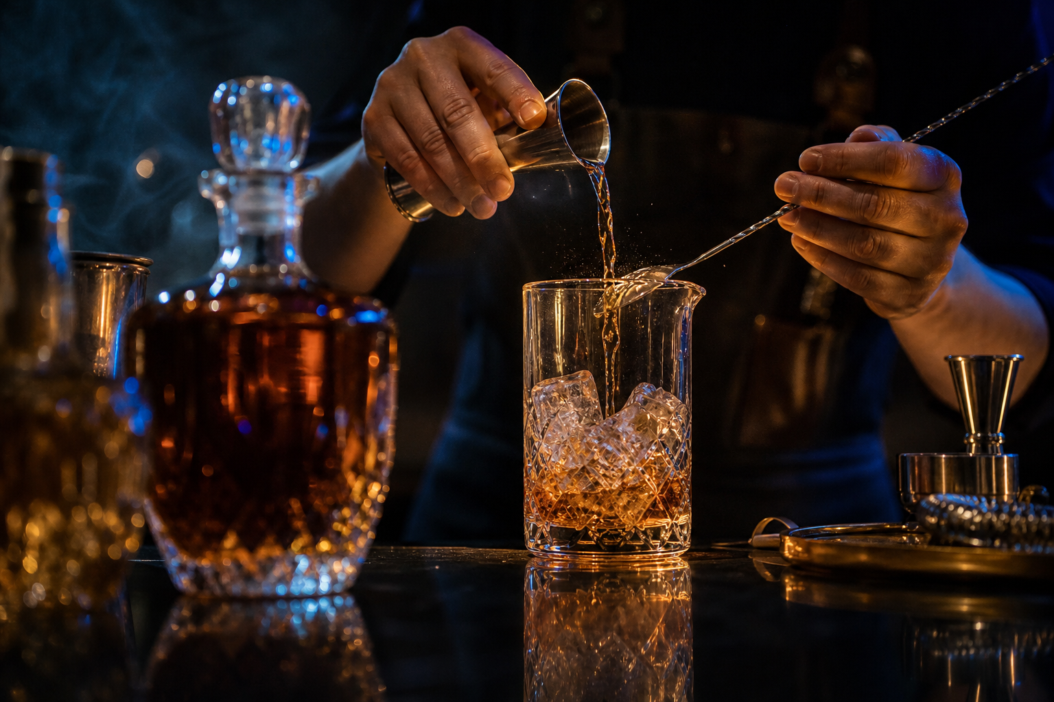 Bartender che prepara un cocktail