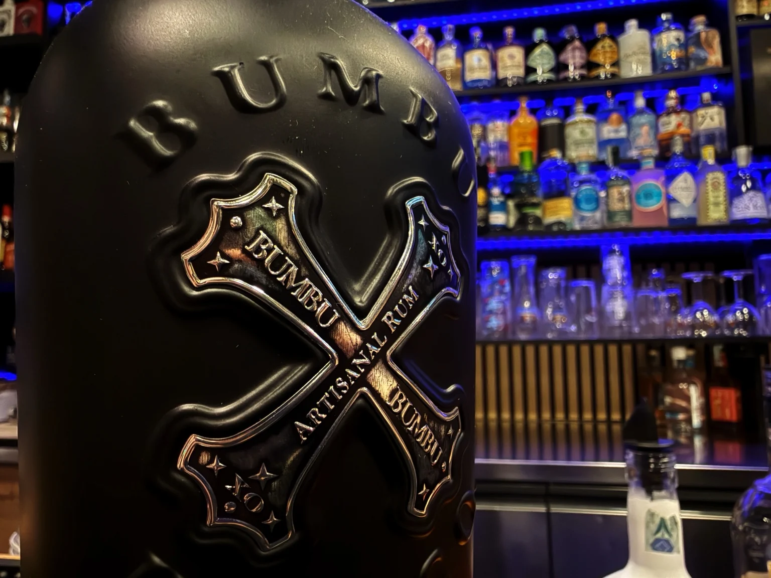 The raised X on the Bumbu XO bottle in Jimmy’s selection