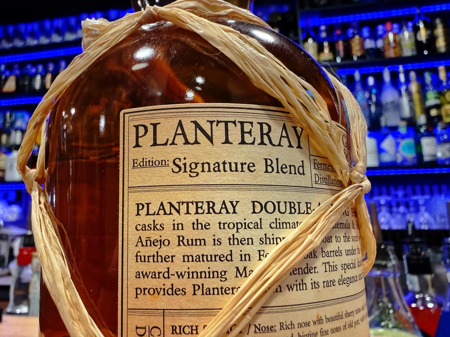 Detail of the Planteray Gran Añejo label, Jimmy’s Bologna selection